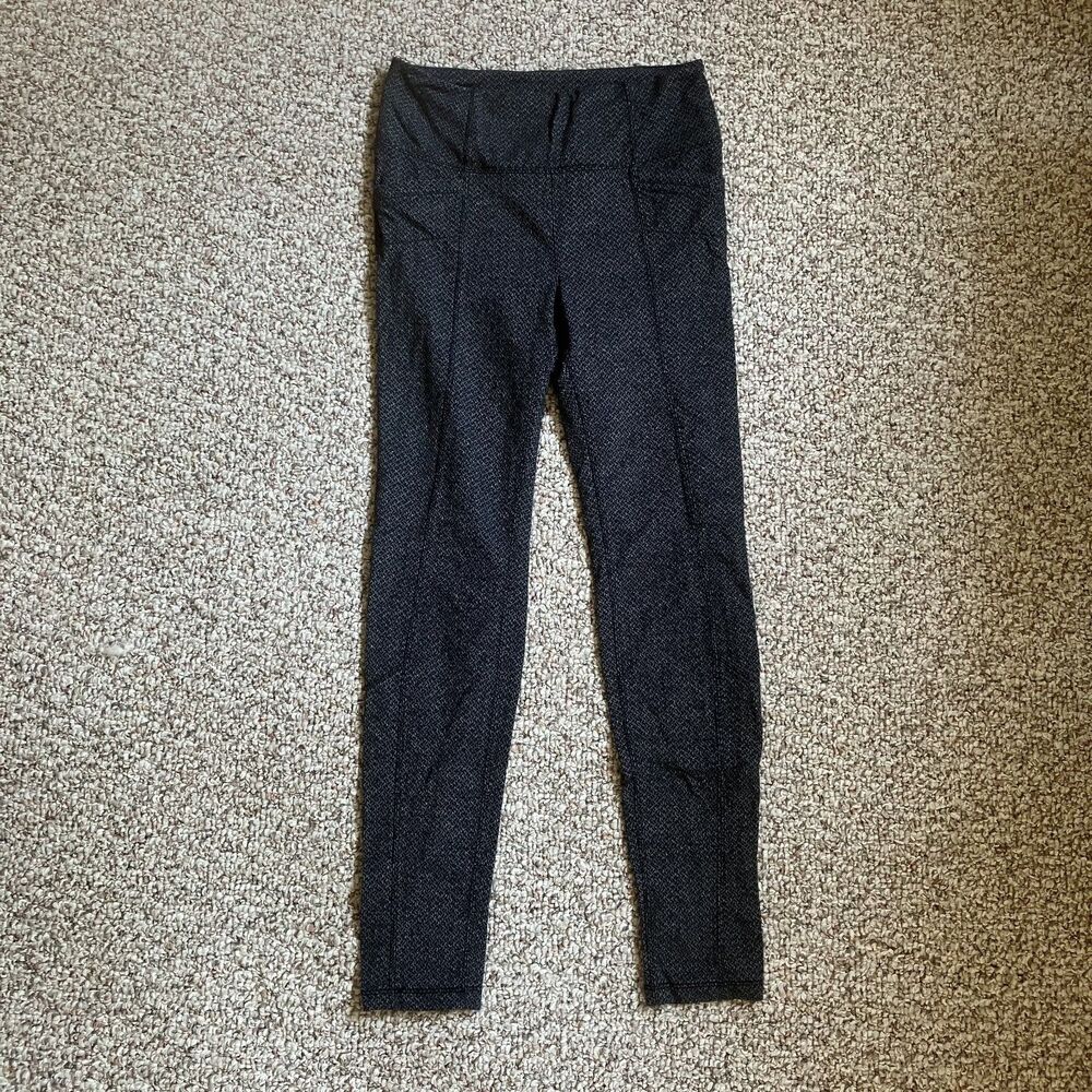Athleta Womens Gray Print Leggings Size S Small Pockets Stretch Ankle Athletic
